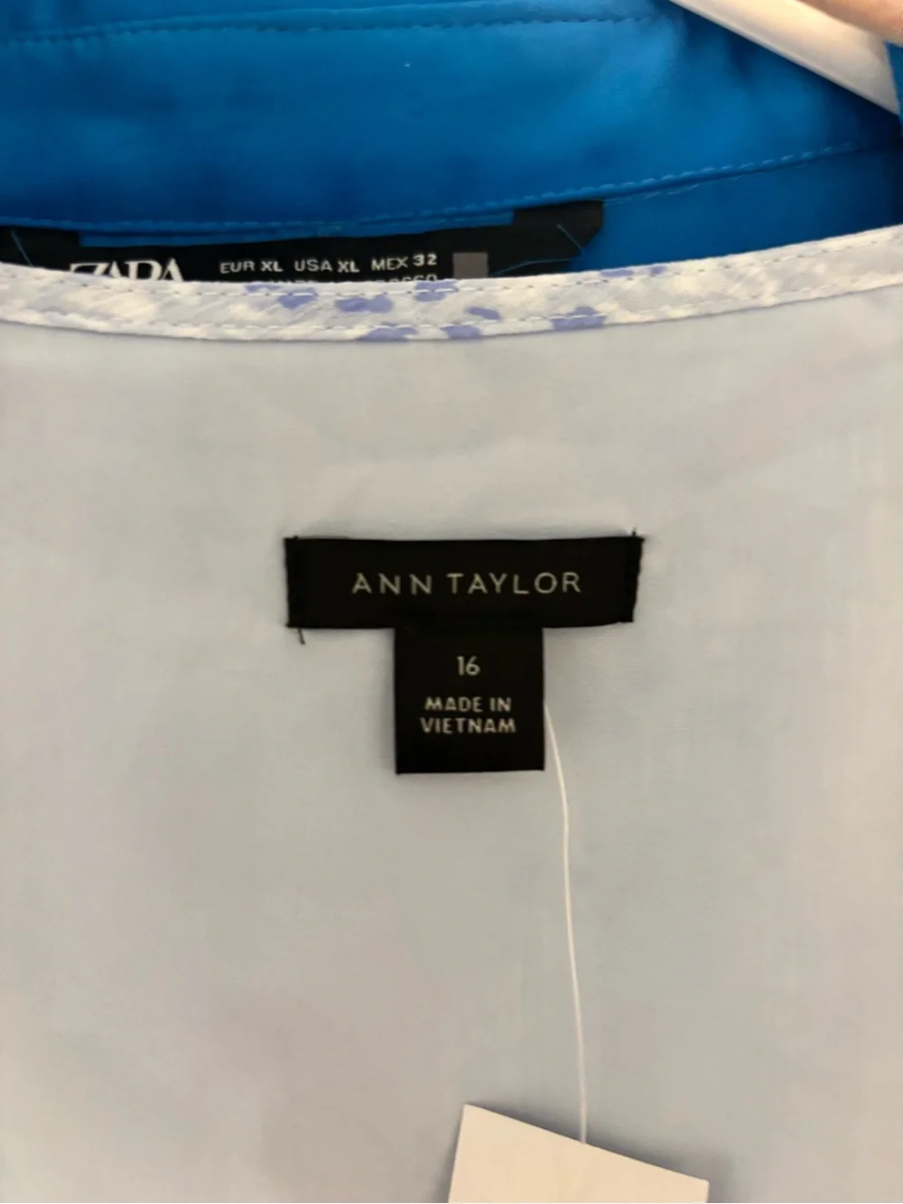 Ann Taylor Two-Tone Floral Wrap Midi Dress in Light Blue and Lilac NWT - Picture 2 of 2